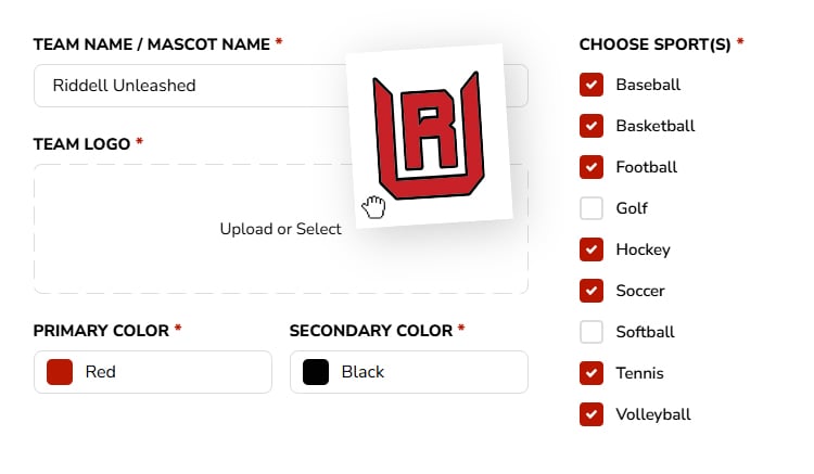 Team Store Program Registration Form Gameday Stores | Riddell